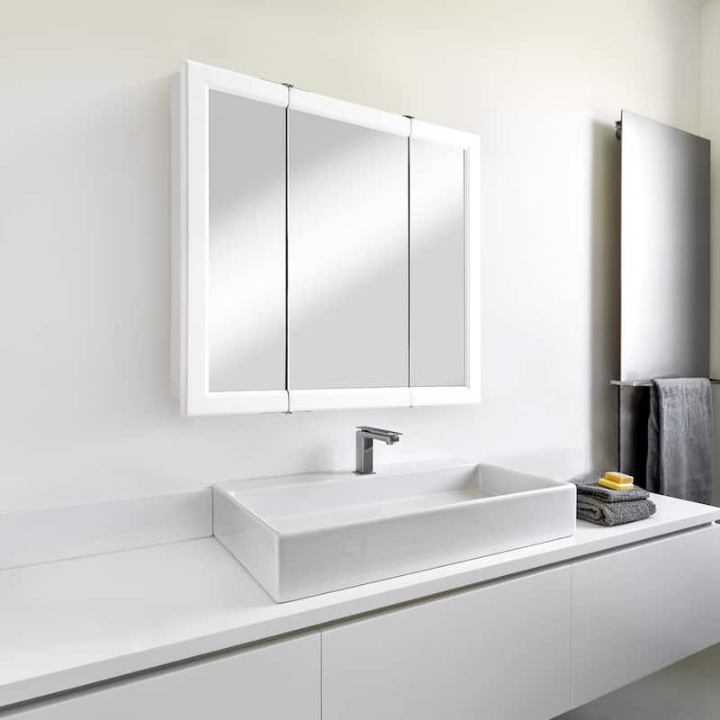 Design House Wyndham 30 inches W x 4.75 inches D x 30 inches H Bathroom Medicine Cabinet Mirror, White