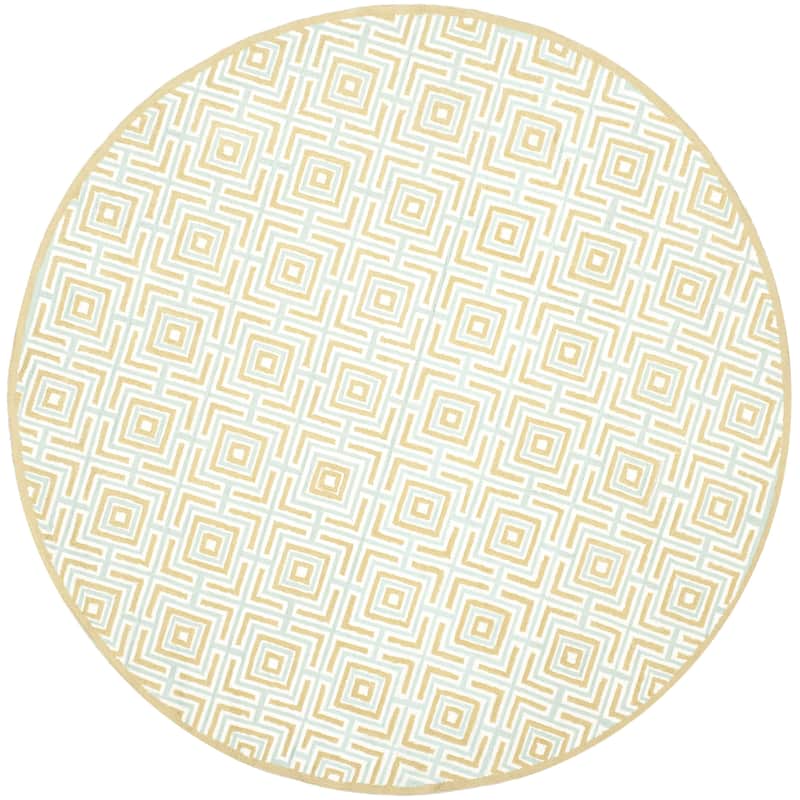 SAFAVIEH Handmade Newport Melany Modern Cotton Rug - 6' Round - Olive/Light Blue