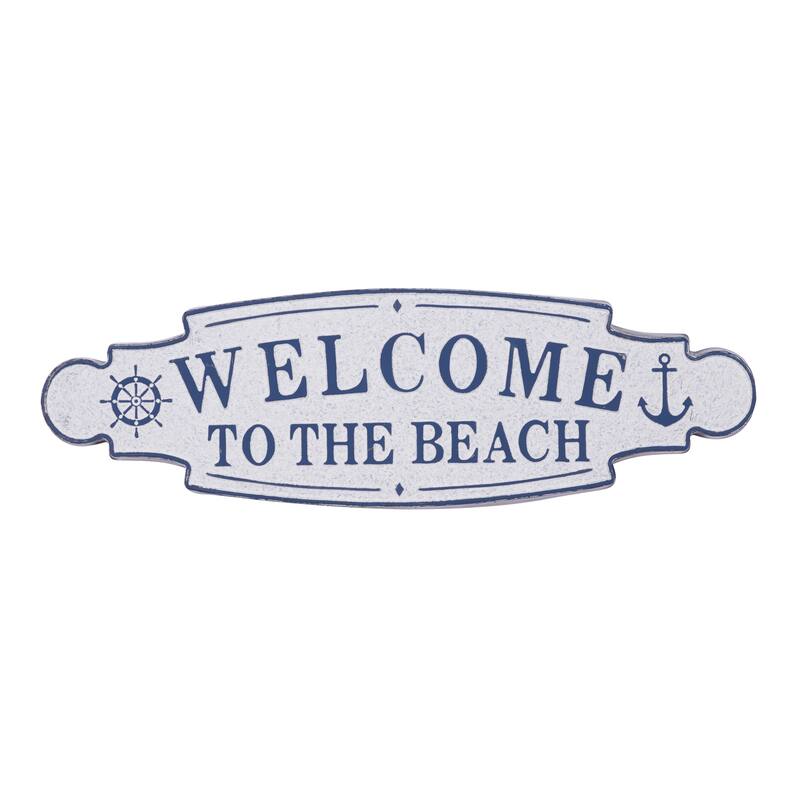 Blue Metal Welcome to the Beach Sign Home Wall Decor
