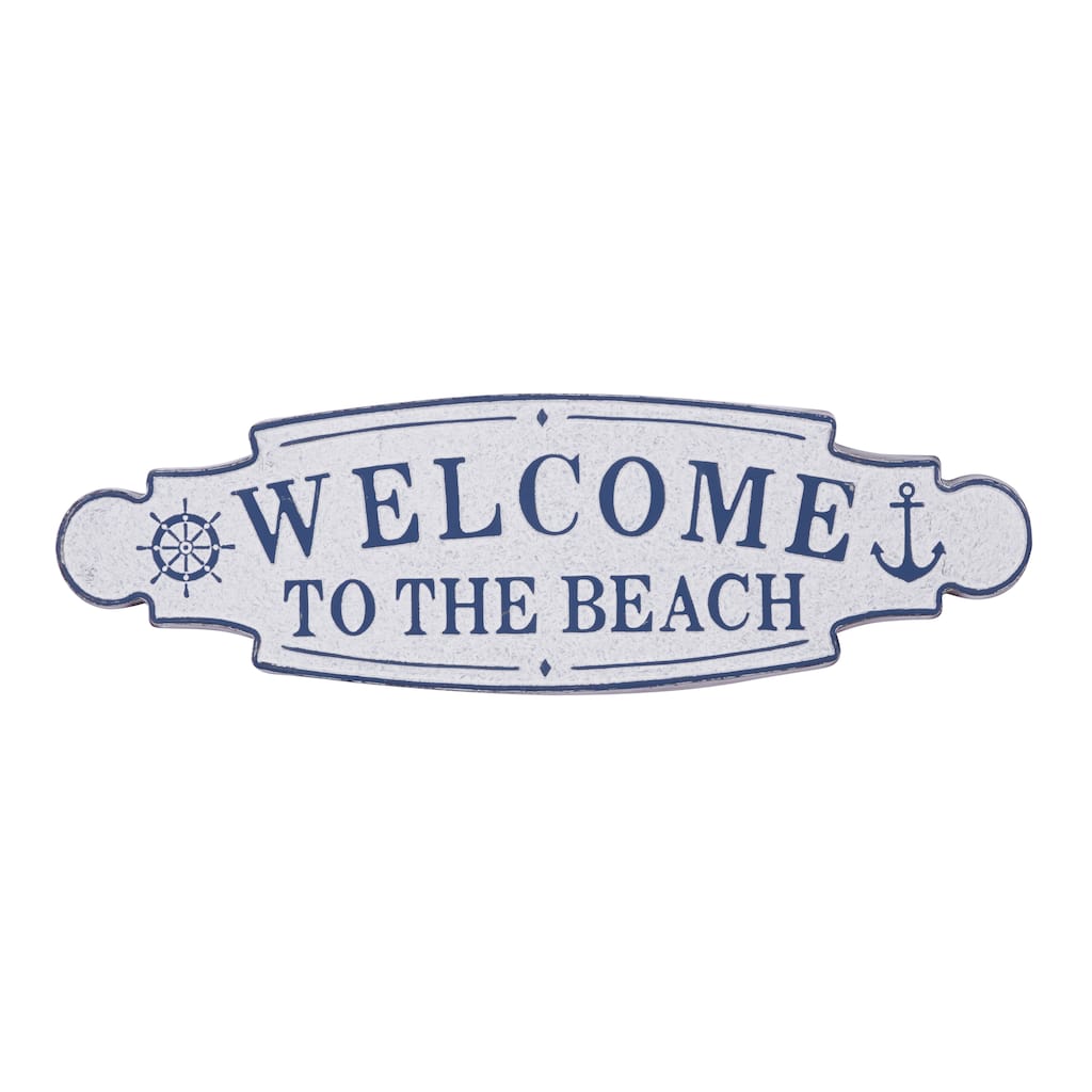 Blue Metal Welcome to the Beach Sign Home Wall Decor