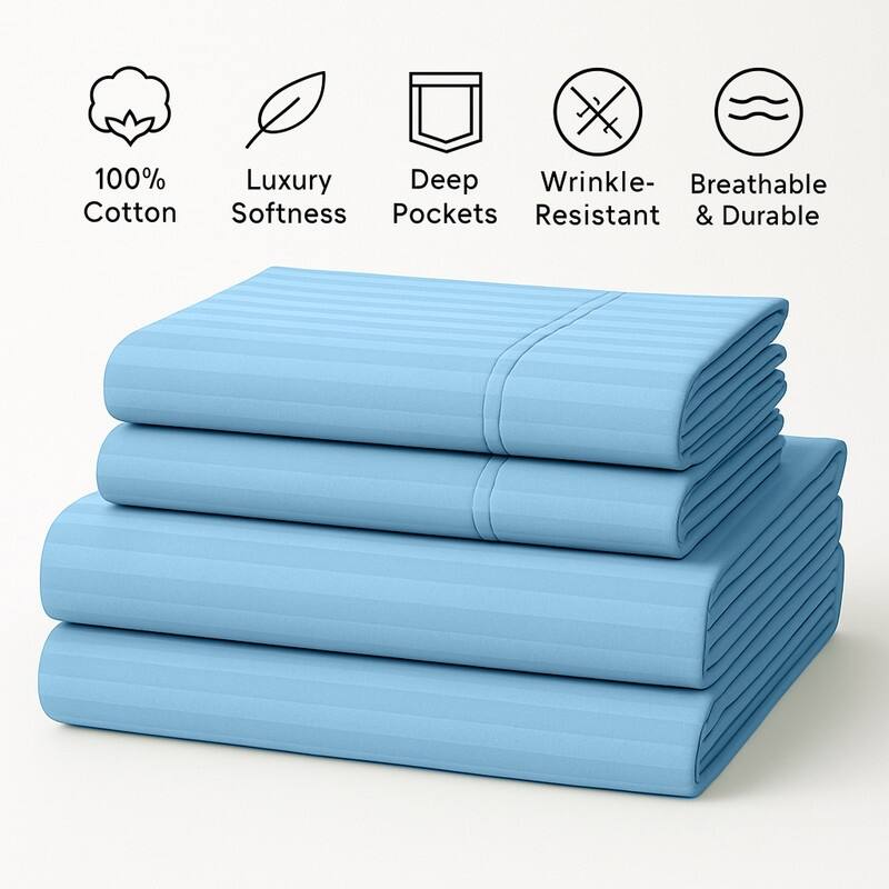 Premium Breathable Cotton Deep Pocket Sheet Set Hotel-Quality Comfort