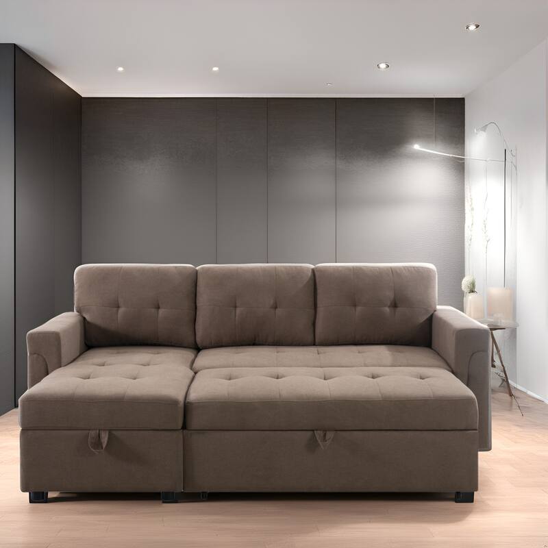 Reversible Sectional Sleeper Sofa with Storage Chaise & Pull-Out Bed