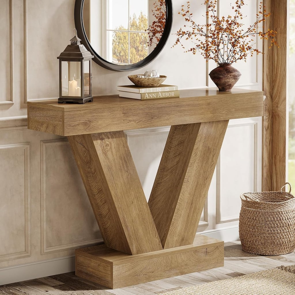 41.3" Console Table, Behind Couch Sofa Entryway Table with V-Shaped Legs, Living Room, Hallway, Foyer, Entrance