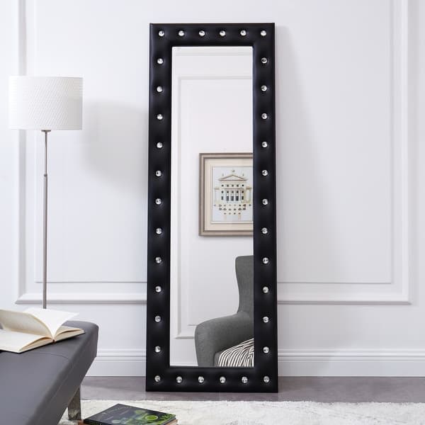 LED Vanity Mirror, Full Length Mirror with 22 Dimmable Light Bulbs Modern  Floor Mirror Hanging or Leaning, Touch Control Wall Mounted Whole Body  Dressing Mirror with 3 Modes for Bedroom, Black 