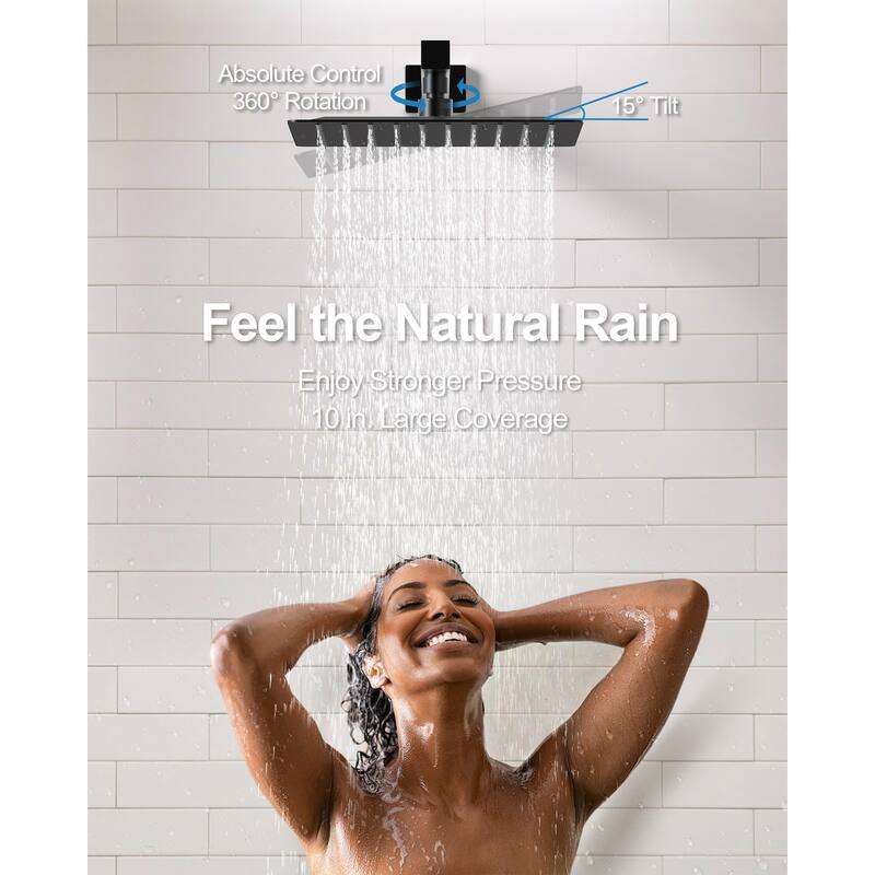 GRANDJOY Shower System 10" High Pressure Rainfall Shower Head with Handheld Spray Combo