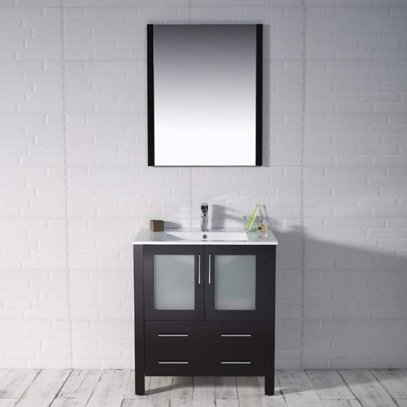 Blossom 30" Bathroom Vanity with Ceramic Sink and Matching Mirror - Espresso
