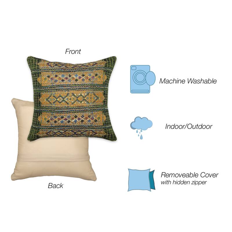 Liora Manne Marina Tribal Stripe Indoor/Outdoor Pillow Green