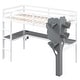 preview thumbnail 6 of 6, White Twin Wood Loft Bed with Desk, Bookcase, Charging Station