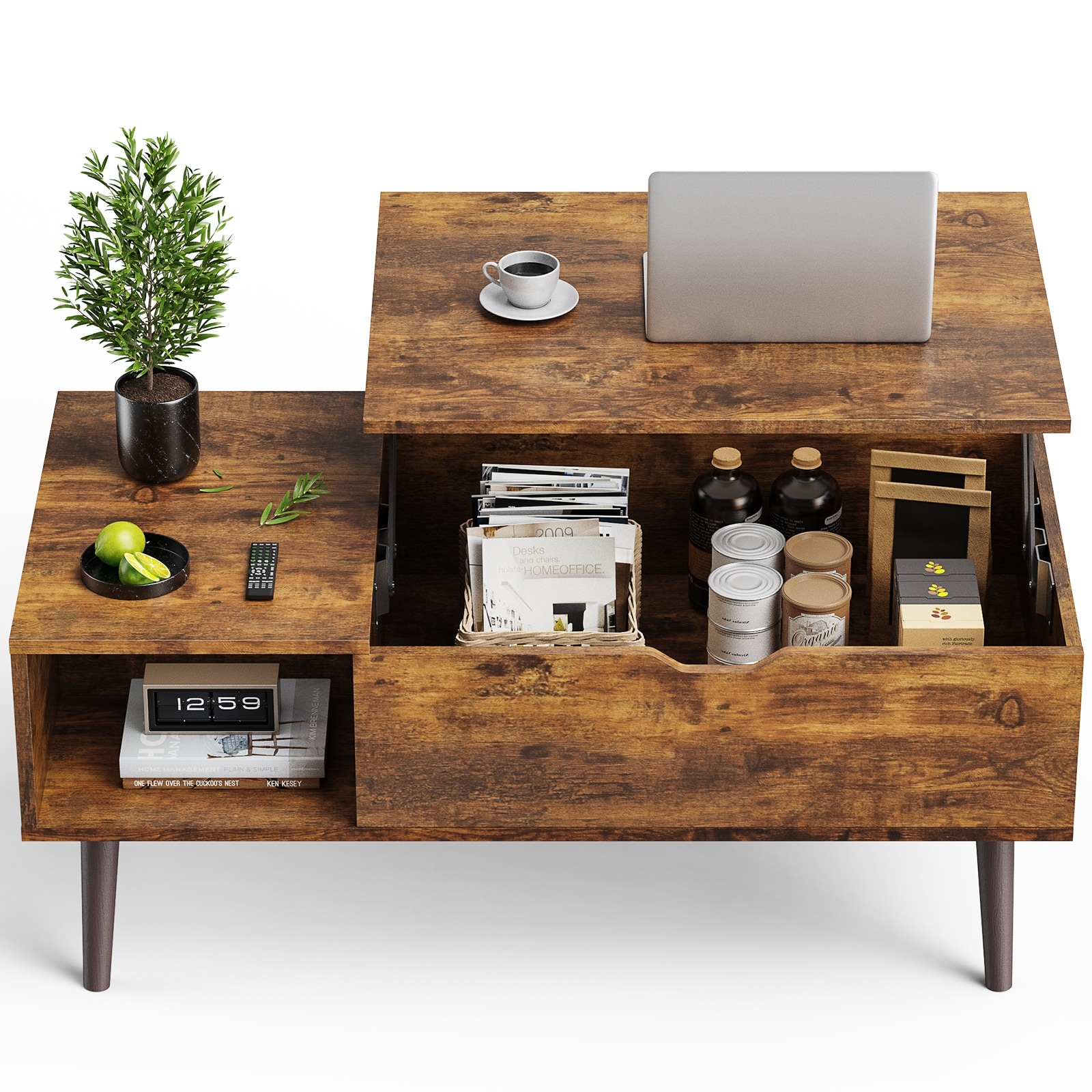 Lift Top Coffee Table Storage End Table with Hidden Compartment Dining Desk Accent Center Table for Living Room