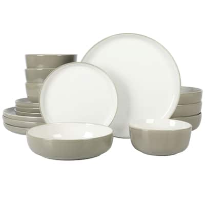 Sur La Table Kitchen Essentials 16-Piece Two-Tone Porcelain Dinnerware Set
