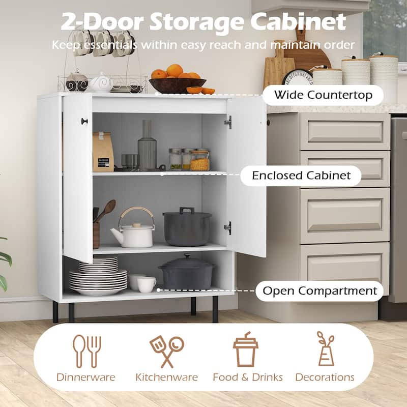 Gymax Sideboard Buffet Cabinet 2-Door Kitchen Storage Cabinet w/