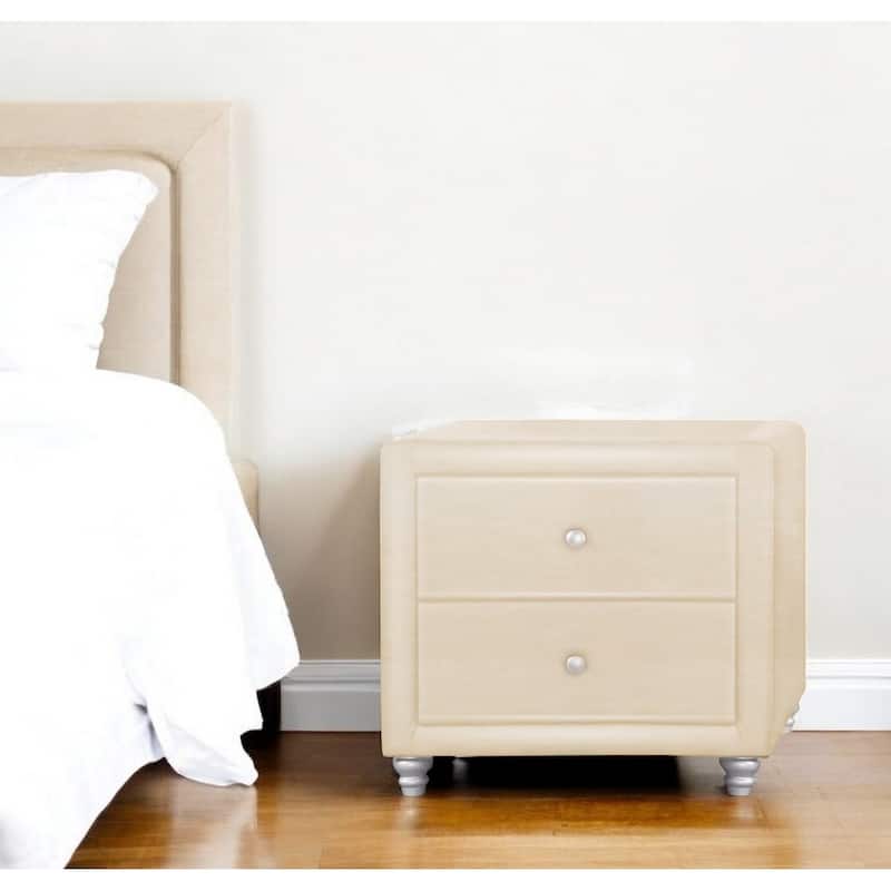 Wood 20-Inch Rectangular Nightstand with Metal Accents