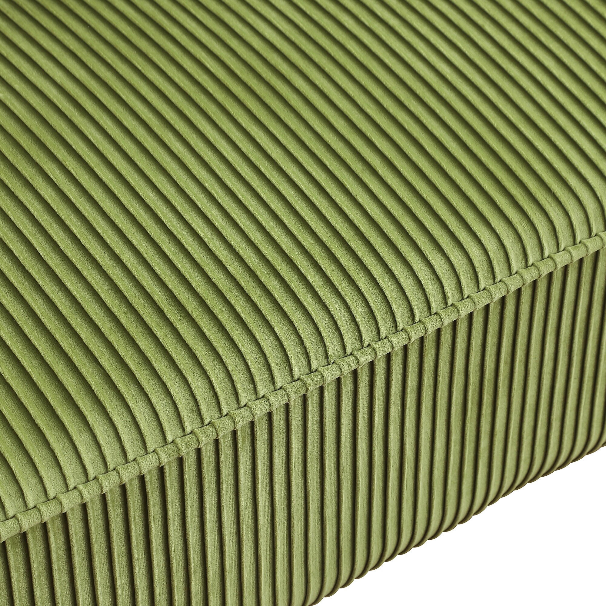 Pleated Velvet Lounge Loveseat Sofa Modern Golden Arms Loveseat Couch, Living Room Deep Seat Bench w/ Toss Pillows, Olive Green