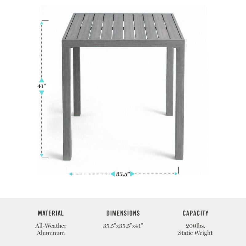 Martha Stewart All-Weather 35.5" Square Bar Height Aluminum Patio Dining Table - 35.5"W x 35.5"D x 41"H