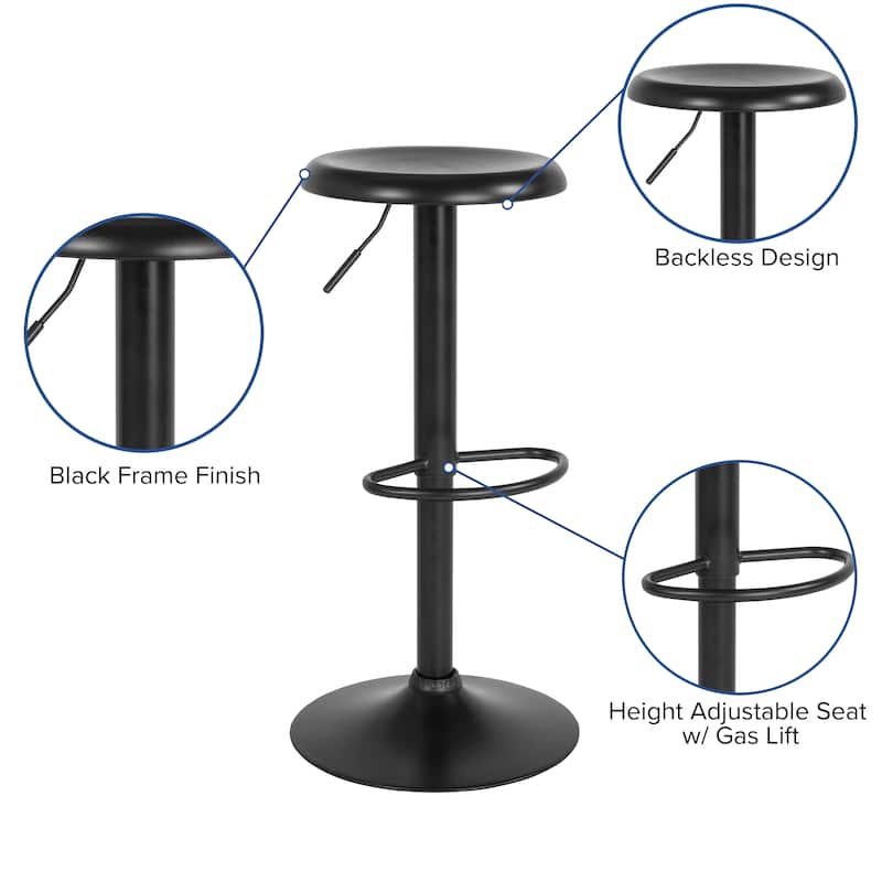 Adjustable Height Retro Barstool - 16"W x 16"D x 23" - 31"H