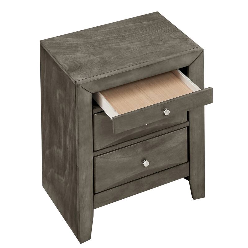 Wooden Nightstand with 3-Dovetailed Drawers - 28" - Gray