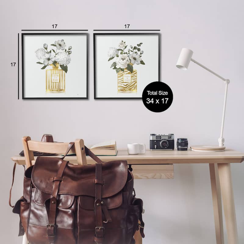 Stupell Glam Detailed Perfume Bouquets Framed Giclee Art Design By Nan (Set of 2)
