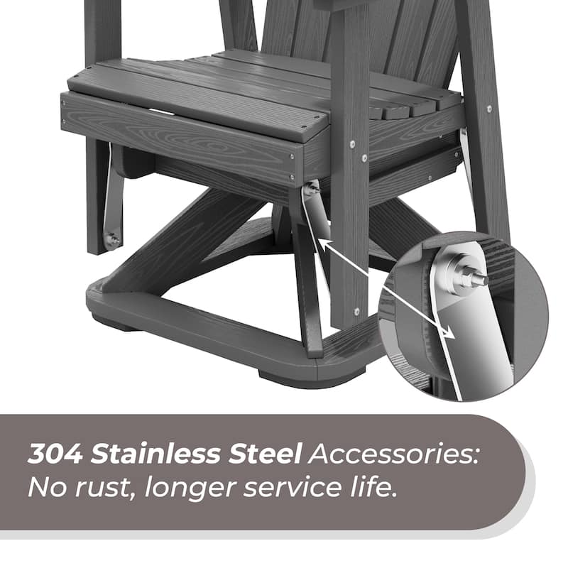 Set of 2 HDPE Adirondack Swivel Gliders, Outdoor Patio Chair Set