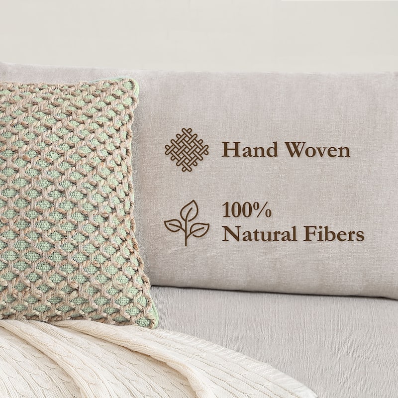 Boho Living Jada Braided Cotton/Jute Throw Pillow Covers
