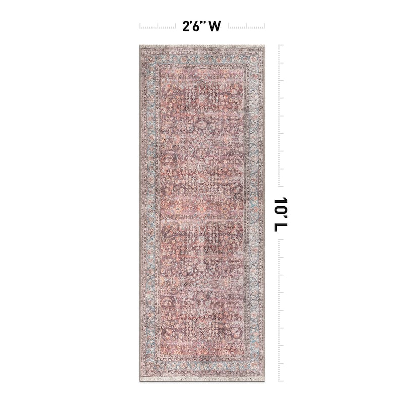 World Rug Gallery Vintage Distressed Bordered Washable Area Rug