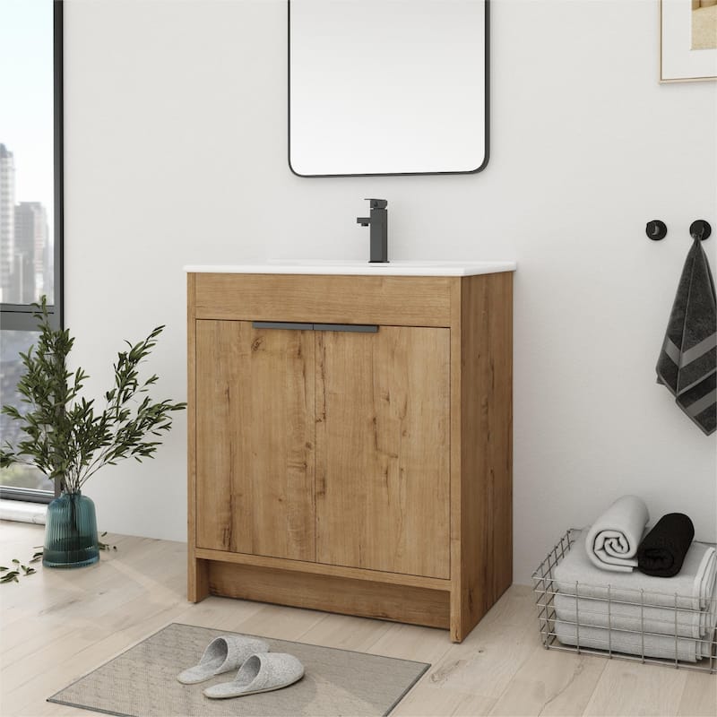 Bathroom Vanity With Sink In 24/30/36 Inch, Freestanding Bathroom Vanity With Soft Close Door and Adjustable Shelf