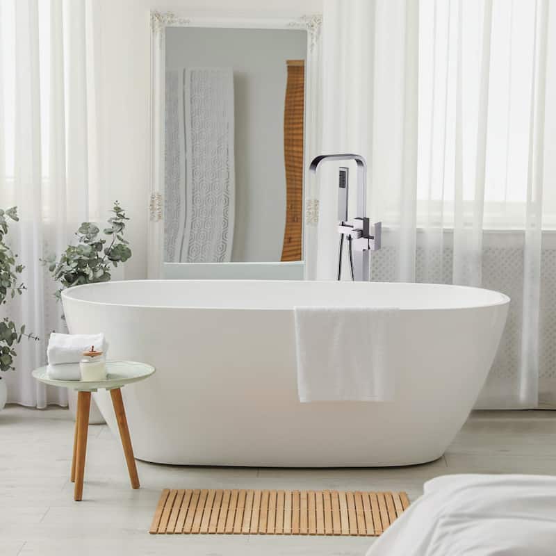 WOWOW Waterfall Single-Handle Freestanding Tub Faucet with Hand Shower