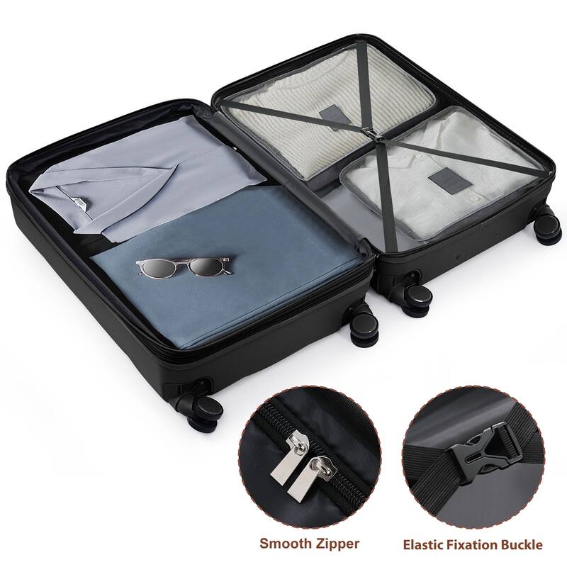Luggage Set of Three, ABS Hard Shell Luggage with Spinner Wheels.