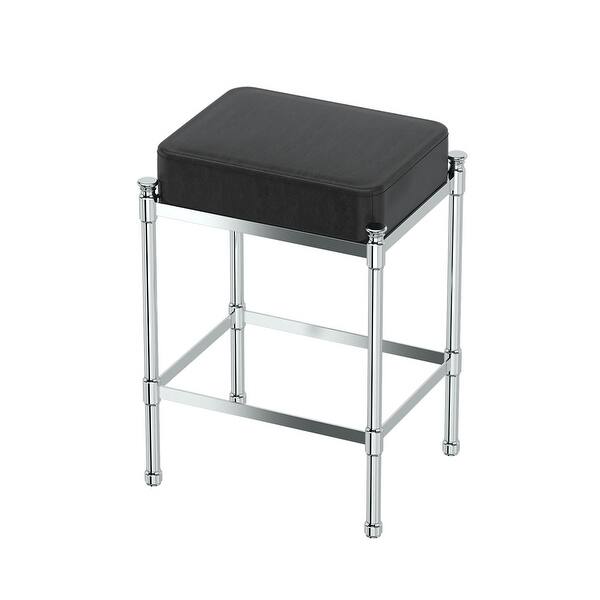 Gatco 134 19 1 2 Metal Frame Leather Cushion Vanity Stool Chrome Overstock 16679167
