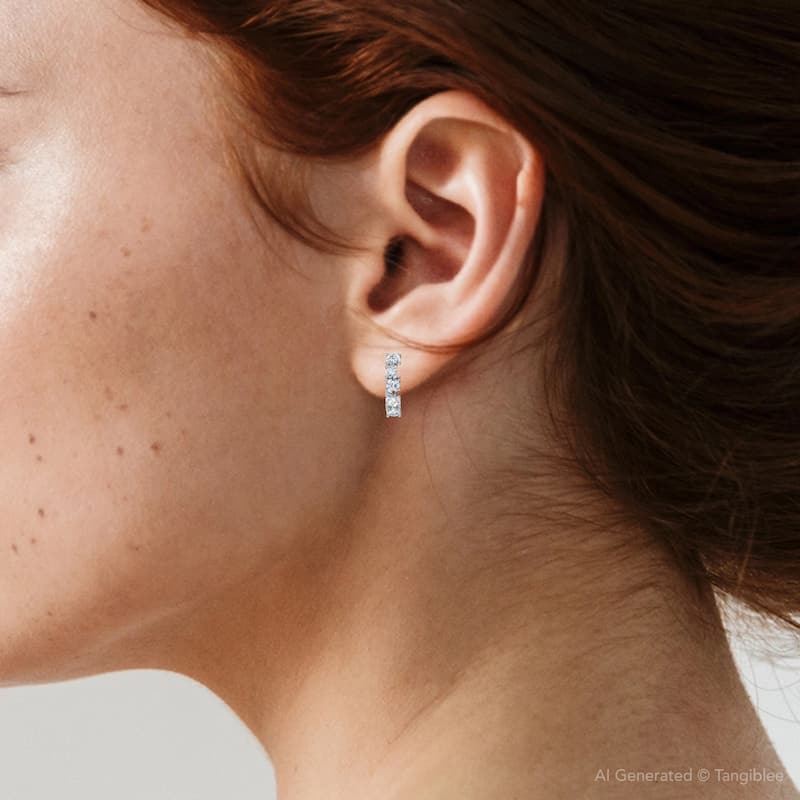 1Ct Diamond Hoops Women's Earrings Gold Lab Grown EF/VS