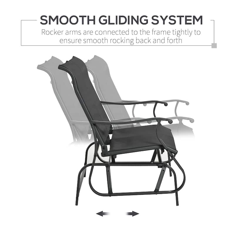Outsunny 4 Pieces Gliders Set, Outdoor Furniture Sets with 2-Person Glider Patio Bench, Single Sling Chair and Coffee Table