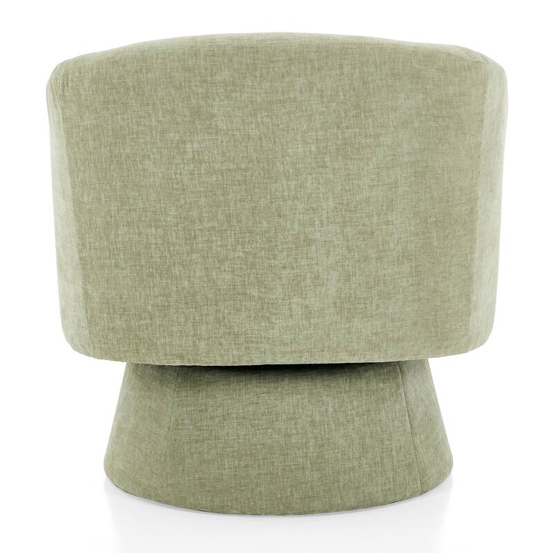 Contemporary Chenille Swivel Accent Chair, 360° Rotating Barrel Chair with Plush Cushioning for Living Room & Office, Green