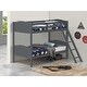 preview thumbnail 4 of 6, Twin over Twin Bunk Bed with Camelback Headboard & Guardrails, Grey