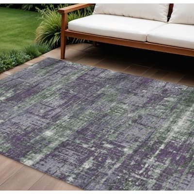 HomeRoots Geometric Transitional Rectangle Outdoor Rug