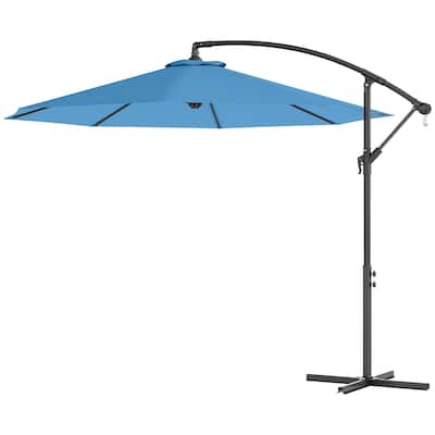 10ft Patio Water-Resistant Umbrella with Crank Handle and Wind-Resistant Stand for Outdoor