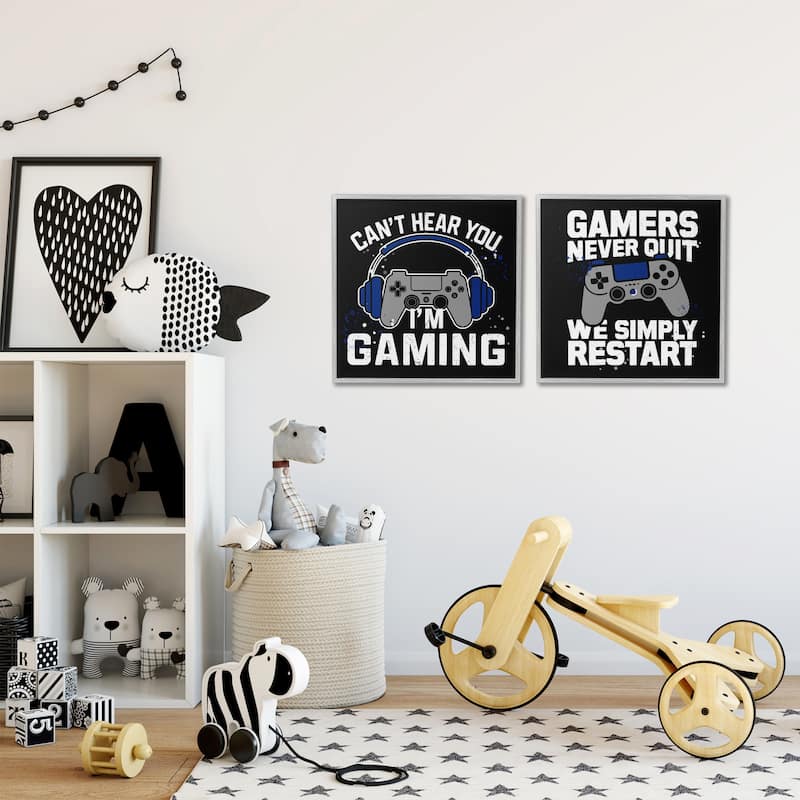 Stupell Hardcore Gamer Expressions Framed Giclee Art Design By Kim Allen (Set of 2)
