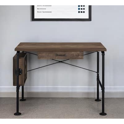 39” Rectangular Wood Writing Desk with Drawer and 3-Tier Shelf Small Modern Table for Bedroom or Living Room