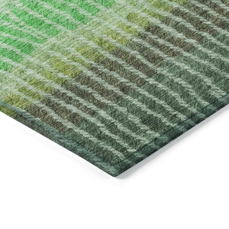 Machine Washable Indoor/ Outdoor Contemporary Stripes Chantille Rug