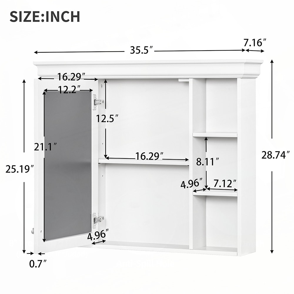 Wall Mounted Bathroom Storage Cabinet with Mirror Door