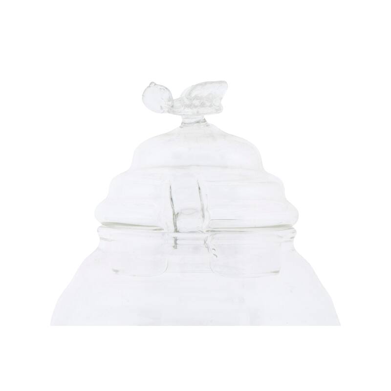 Clear Honey Pot with Lid & Bamboo Dipper (Set of 2 Pieces)