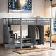 preview thumbnail 1 of 26, Multi-Functional Full Size Loft Bed Frame with Wardrobe, Low Storage Table and Storage Staircase, Health & Safe Grey