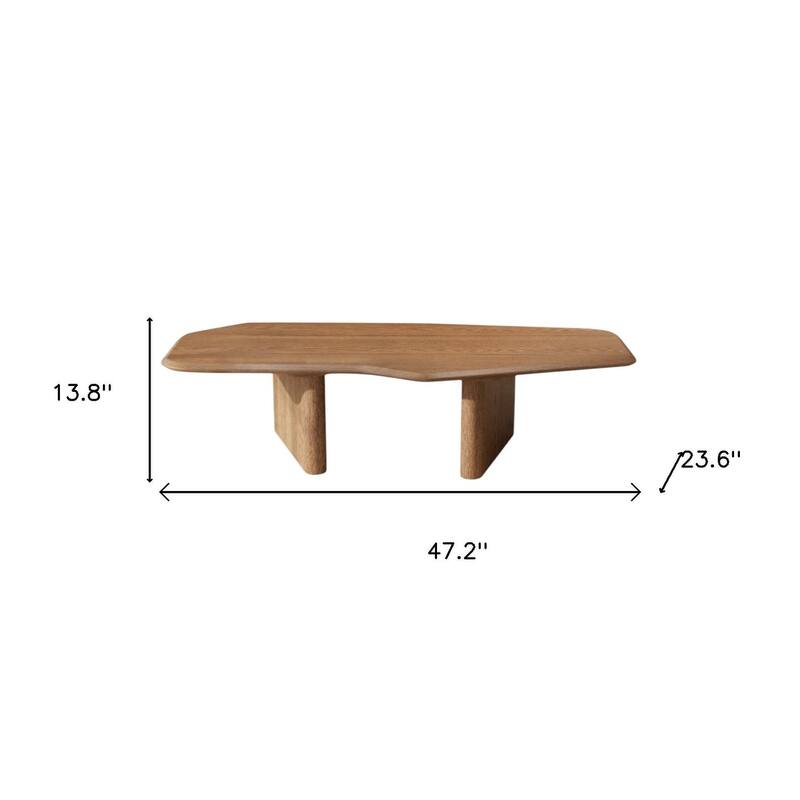 HomeRoots 47" Natural Wood Free Form Double Pedestal Coffee Table - 47.20 in. x 13.80 in. x 23.60 in.