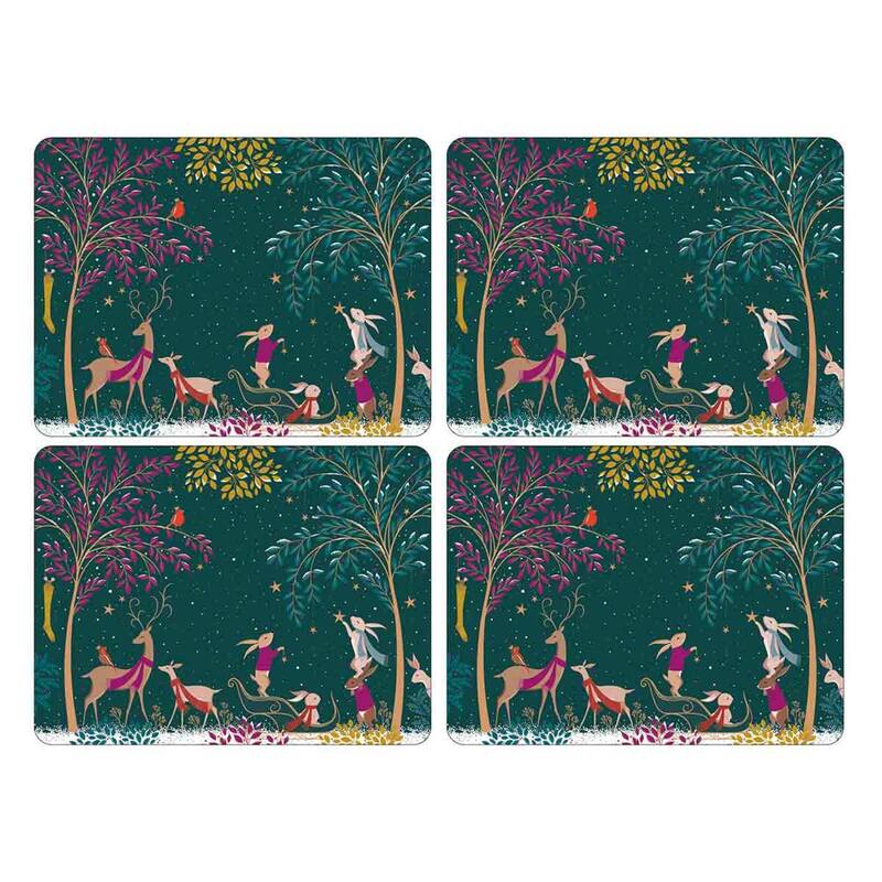 Pimpernel Set of 4 Sara Miller Woodland Tales Placemats - Winter Animals