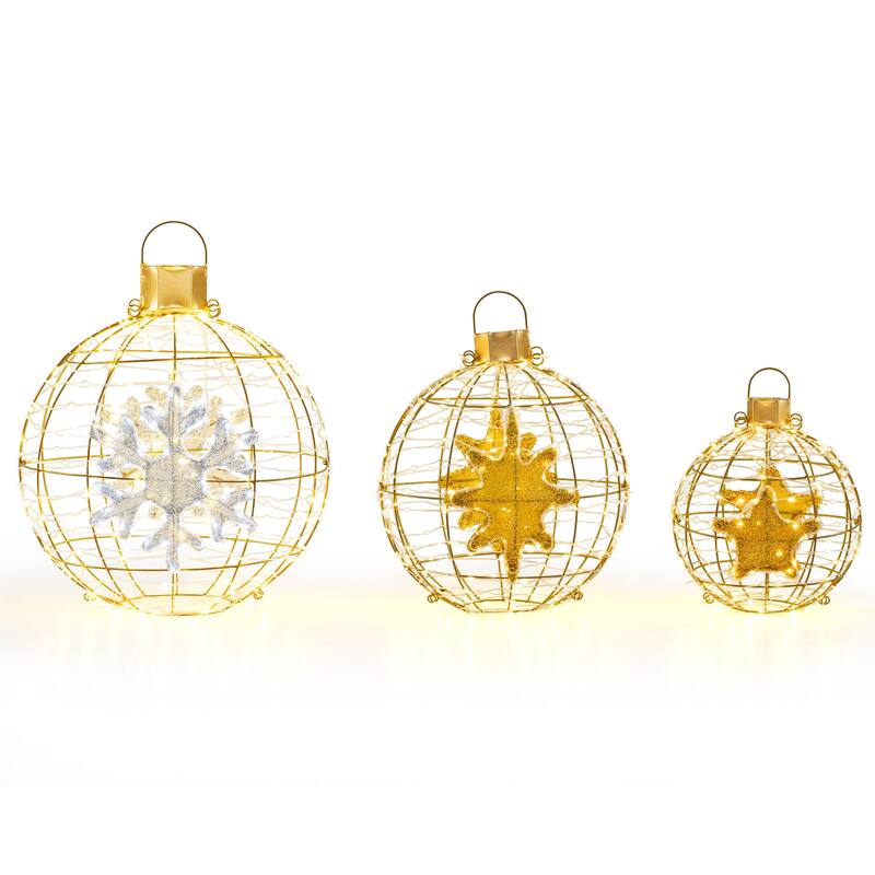 Gymax 3 PCS Pre-Lit Lantern Balls w/ 732 Bright LED Lights Zip Ties & - Gold - See Details - Gold - See Details - LED Lights - overstock.com/bedbathandbeyond.com
