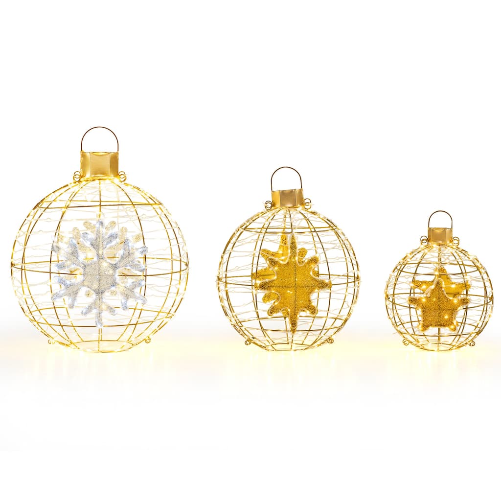 Gymax 3 PCS Pre-Lit Lantern Balls w/ 732 Bright LED Lights Zip Ties & - Gold - See Details