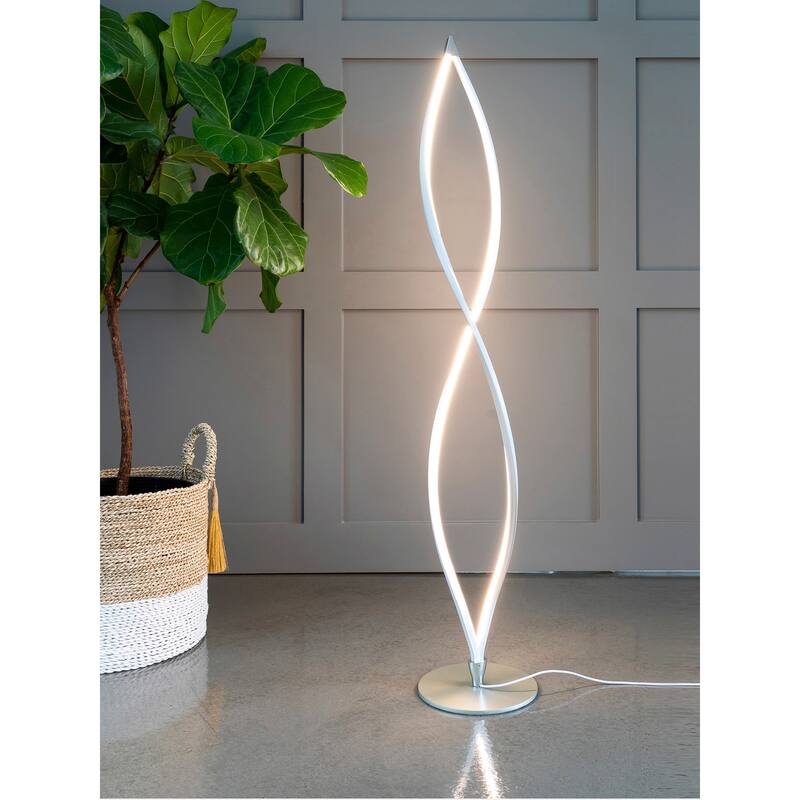 Brightech Twist 43 in. Platinum Silver Industrial 2-Light LED Super Bright Floor Lamp with Built-In 3-Way Dimmer Function