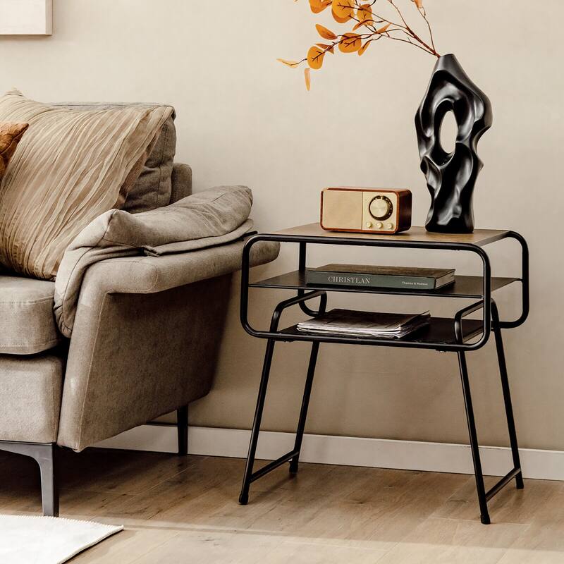 Gymax 3-tier Side End Sofa Display Table Compact Nightstand for
