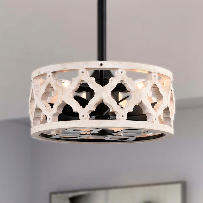 16 Inch Imitation Wood Grain Fandelier