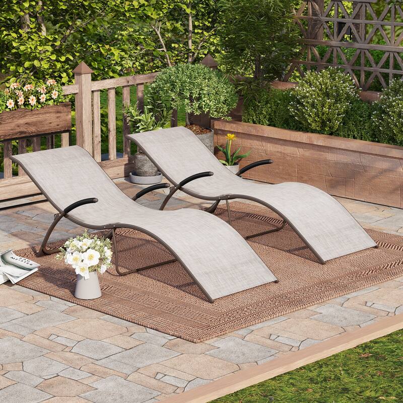 Crestlive Products Outdoor Aluminum Chaise Lounge Chair with Adjustable Backrest