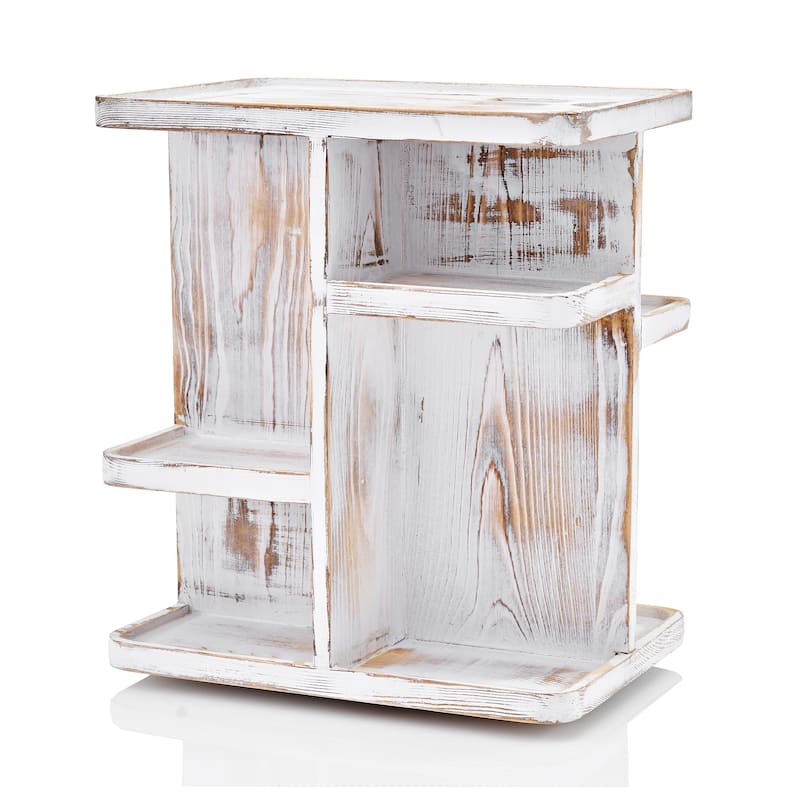 Sorbus Rustic Wood Makeup Organizer Storage Carousel for Cosmetics Make Up Skin Care Organizer Grey - 10" L x 7.12" W x 11.75" H