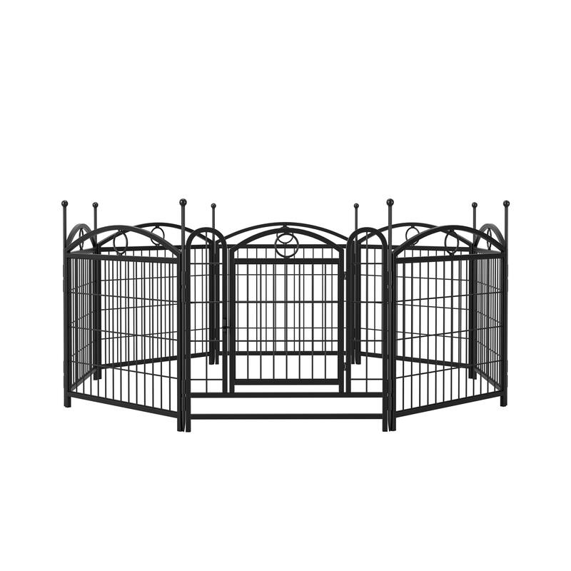 24" Dog Pen 8 Panel Dog Playpen Indoor Outdoor Metal Puppy Pet Fence Portable Folding Animal Exercise Fence